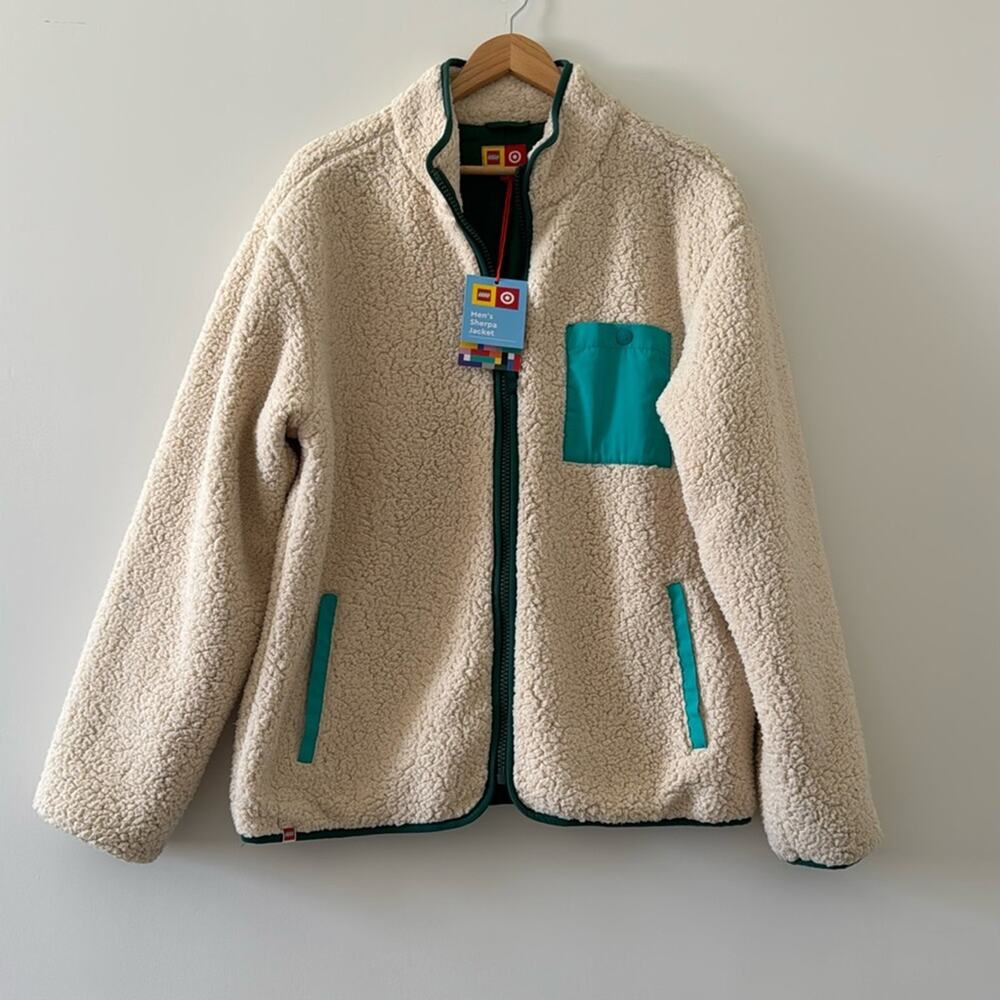Target x LEGO Men’s Sherpa Fleece Jacket Cream Green Size Large NWT Limited